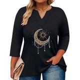 Blusa Túnica Feminina Romanstii Plus Size Sun Moon 5gg Preta