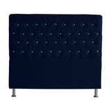 Cabeceira De Cama Box Estrela Casal 140 Cm Suede Botão Cristal Azul Marinho Do Lar Móveis E Decoração