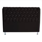 Cabeceira De Cama Box Jully Casal 140 Cm Botão Strass Suede Preto Do Lar Móveis