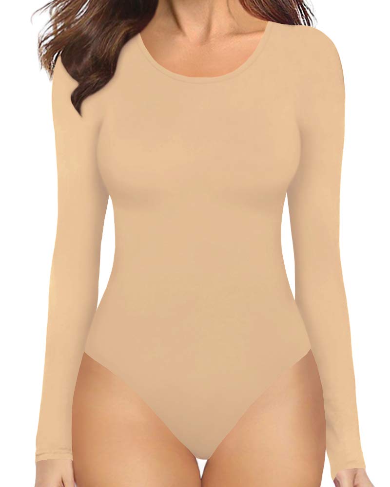 Macacão Feminino Mangopop, Gola Redonda, Manga Comprida, Nua