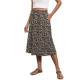 Saia Witsmile Flowy, Comprimento Médio, Elástica, Cintura Alta, Linha A