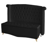 Kit De Quarto Cabeceira De Cama Box E Calçadeira Baú Toquio Casal Queen 160 Cm Suede Preto Do Lar Móveis E Decoração