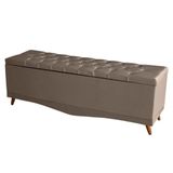 Recamier Calçadeira Baú Barcelona Casal 140 Cm Botão Encapados Pés Palito Suede Capuccino Do Lar Móveis