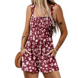Macacão Curto Casual Dokotoo 2025, Feminino, Vermelho