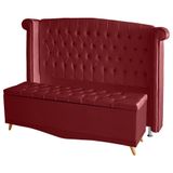 Kit De Quarto Cabeceira De Cama Box E Calçadeira Baú Toquio Casal Queen 160 Cm Suede Vermelho Do Lar Móveis E Decoração