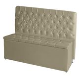 Kit Cabeceira De Cama Box E Calçadeira Baú Paris King 195 Cm 195 X126 Capitonê Courino Bege Do Lar Móveis