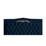 Cabeceira De Cama Box Painel Barcelona Casal 140 Cm Retro Capitonê Botão Encapados Suede Azul Marinho Do Lar Móveis