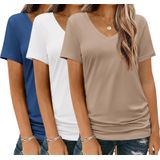 Camiseta Feminina Hotouch Com Decote Em V E Manga Curta, Pacote Com 3 Unidades