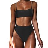 Conjunto De Biquíni Moshengqi Sexy Push Up De Cintura Alta Para Mulheres Preto Gg