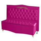 Kit Cabeceira De Cama E Calçadeira Baú Barcelona Capitonê Casal 140 Cm Suede Rosa Pink Casa Móveis E Decoração