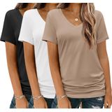 Blusas Hotouch, Camisas Femininas De Manga Curta, Pacote Com 3 Unidades, Decote Em V