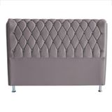 Cabeceira De Cama Box Londres Casal Queen 160 Cm Suede Botão De Strass Prata Do Lar Móveis E Decoração
