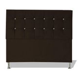 Cabeceira De Cama Box Cristal Casal 140 Cm Botão Strass Suede Marrom Do Lar Móveis