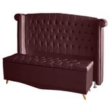 Kit De Quarto Cabeceira De Cama Box E Calçadeira Baú Toquio Casal Queen 160 Cm Suede Bordo Do Lar Móveis E Decoração