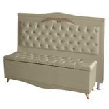 Kit Cabeceira De Cama Box E Calçadeira Baú Madri King 195 Cm Suede Bege Do Lar Móveis E Decoração