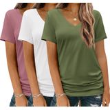 Blusas Hotouch, Camisas Femininas De Manga Curta, Pacote Com 3 Unidades, Decote Em V