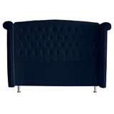 Cabeceira De Cama Box Luxo Casal 140 Cm Suede Azul Marinho Do Lar Móveis