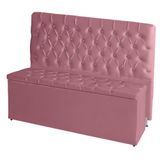 Kit Cabeceira De Cama Box E Calçadeira Baú Paris Casal 140 Cm Capitonê Suede Rosa Bebê Do Lar Móveis