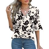 Blusa Rapbin Feminina De Manga 3/4 Com Decote Em V, Primavera De 2025
