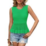 Camiseta Regata De Crochê Saodimallsu Feminina Verde Com Babados