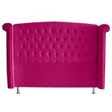 Cabeceira De Cama Box Luxo Casal 140 Cm Suede Rosa Pink Do Lar Móveis