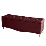 Recamier Calçadeira Baú Barcelona Casal 140 Cm Botão Encapados Pés Palito Suede Bordo Do Lar Móveis