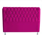 Cabeceira De Cama Box Londres Casal Queen 160 Cm Suede Botão De Strass Rosa Pink Do Lar Móveis E Decoração