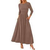 Vestido Maxi Feminino Prettygarden, Primavera De 2025, Franzido Em A