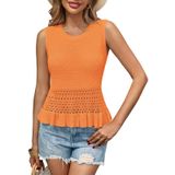 Camiseta Regata De Crochê Saodimallsu Feminina Com Babados Laranja