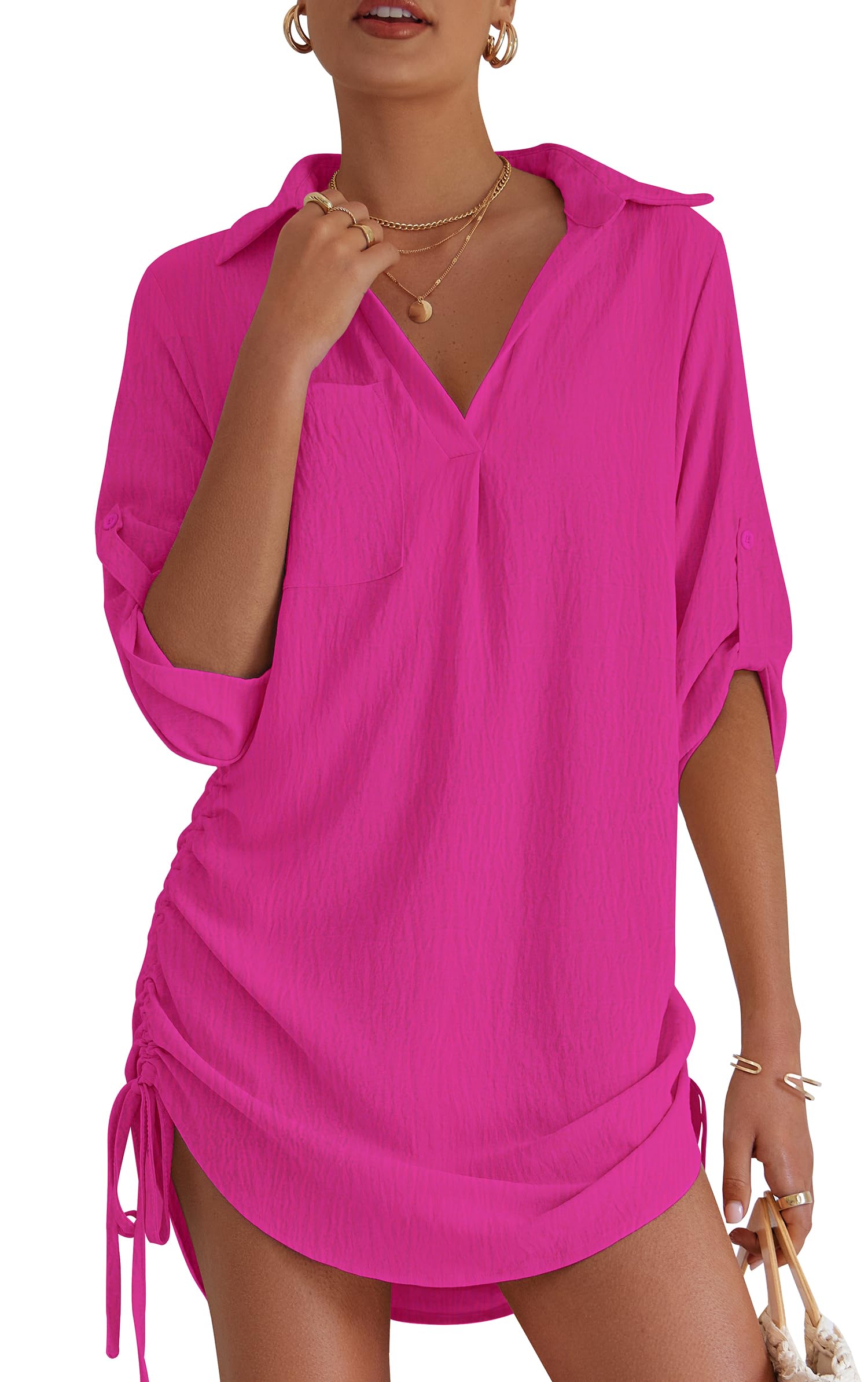 Capa De Maiô Mohhom Para Mulheres, Roupa De Banho Rosa Vermelha S