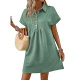 Vestido Acelitt, Primavera, Verão, Gola De Lapela, Feminino, Verde M