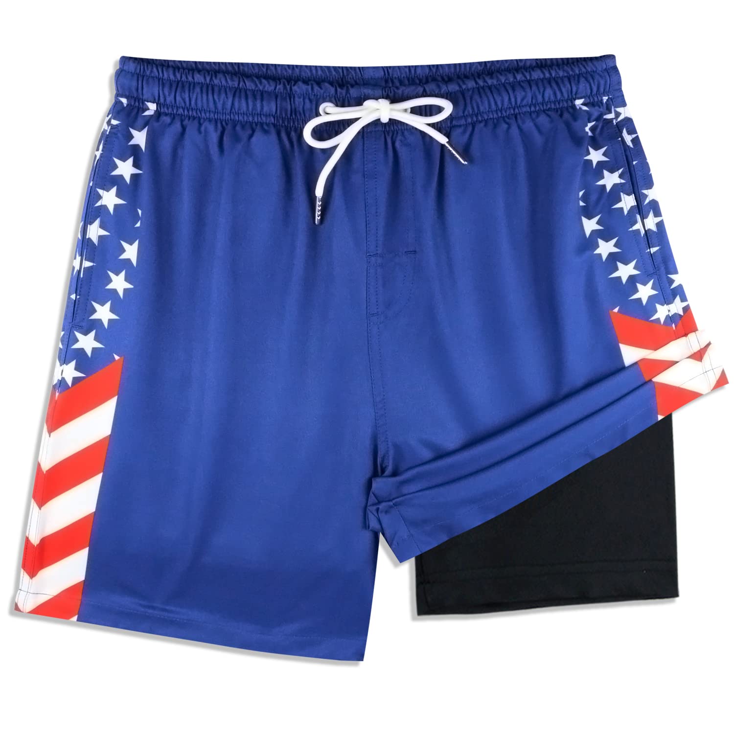 Calções De Banho Lucowee Toddler Boys Flag Sides Com Forro Boxer 5t