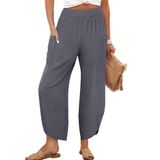 Calça Capri Anrabess Wide Leg Palazzo, Casual De Verão Para Mulheres