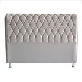 Cabeceira De Cama Box Jully Casal 140 Cm Botão Strass Suede Prata Do Lar Móveis