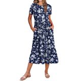 Vestido Midi Zeagoo Floral Casual, Solto, Em Camadas, Branco