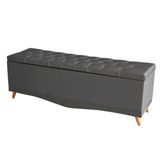 Recamier Calçadeira Baú Barcelona King 195 Cm Botão Encapados Pés Palito Suede Grafite Do Lar Móveis