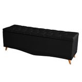 Recamier Calçadeira Baú Barcelona Queen 160 Cm Botão Encapados Pés Palito Suede Preto Do Lar Móveis