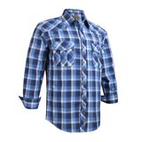 Camisa Masculina Coevals Club Western Cowboy Xadrez Azul Trabalho M
