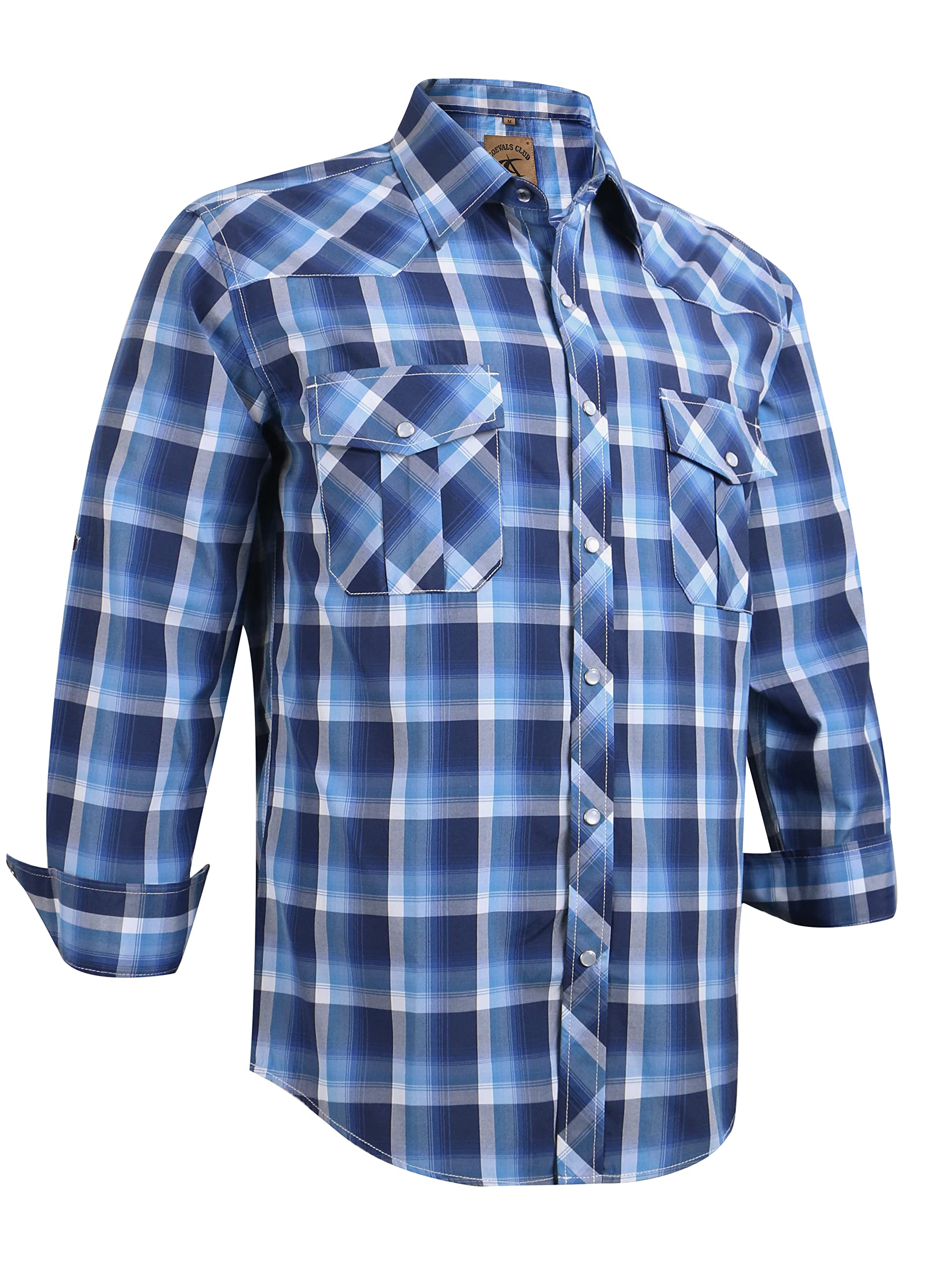 Camisa Masculina Coevals Club Western Cowboy Xadrez Azul Trabalho M