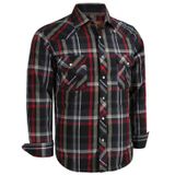 Camisa Masculina Coevals Club De Manga Comprida Ocidental Xadrez Preta/vermelha M