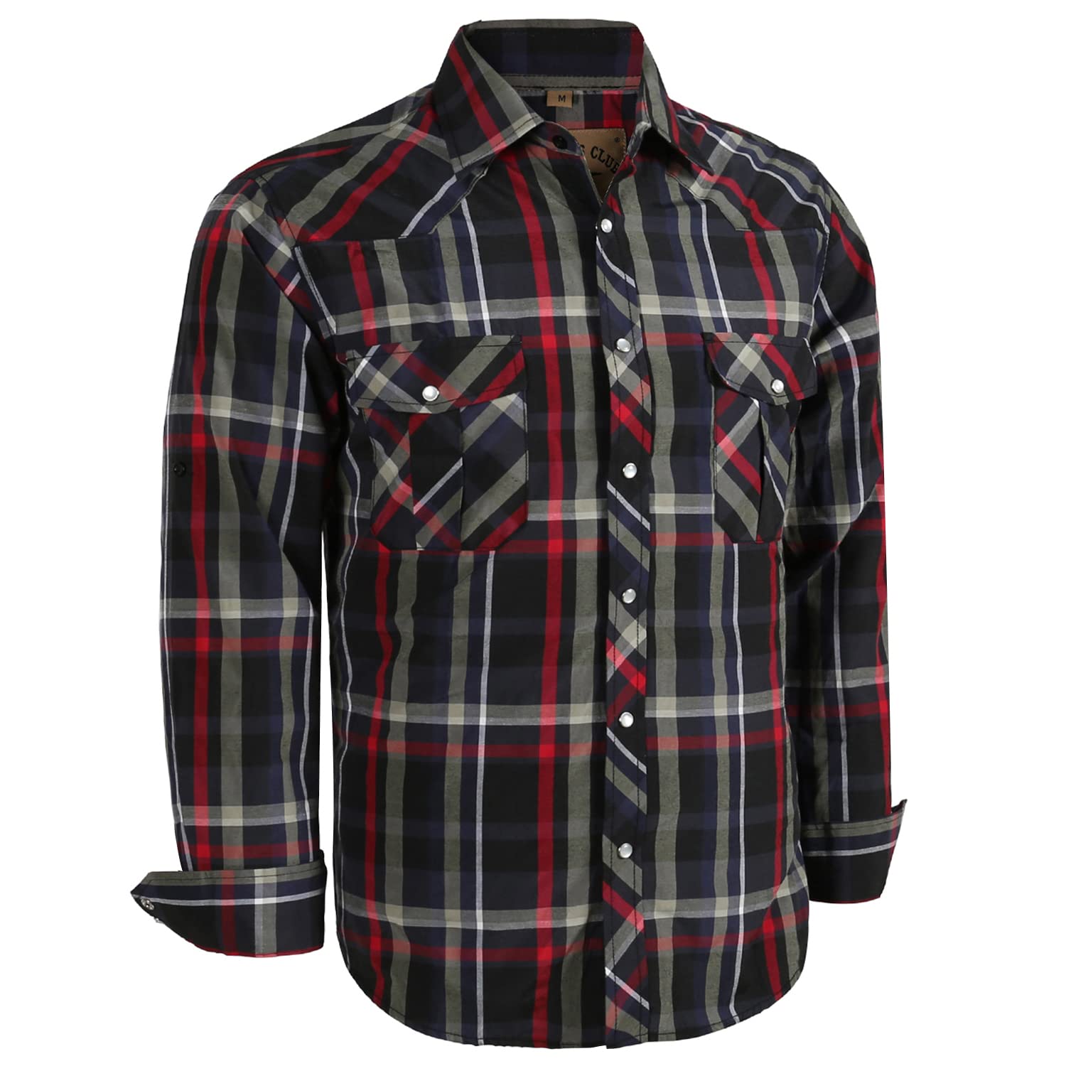 Camisa Masculina Coevals Club De Manga Comprida Ocidental Xadrez Preta/vermelha M