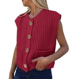 Colete De Suéter Feminino Prettygarden, De Malha Grossa, Vinho Tinto
