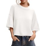 Suéter Feminino Saodimallsu, Manga Curta, Grande, Branco