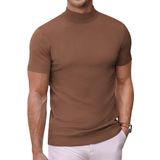 Suéter Coofandy Masculino Simulado De Gola Alta, Pulôver De Manga Curta