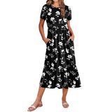Camiseta De Verão Zeagoo Para Mulheres A Line Boho Cotton