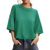Suéter Saodimallsu Feminino De Manga Curta, Camisa De Malha Verde