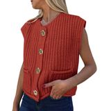 Colete De Suéter Feminino Prettygarden, De Verão, Caramelo, Tamanho Gg
