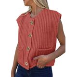 Colete De Suéter Feminino Prettygarden, De Verão, Sem Mangas, Vermelho