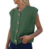 Colete De Suéter Feminino Prettygarden De Malha Grossa Verde De Verão