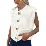 Colete De Suéter Feminino Prettygarden, Cardigã De Malha Grossa, Branco, Xxl